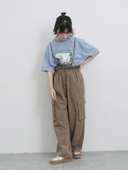 布帛切替ドルマンTシャツ（オフホワイト/チャコールグレー/サックスブルー）｜Samansa Mos2 blue（サマンサモスモス ブルー）通販