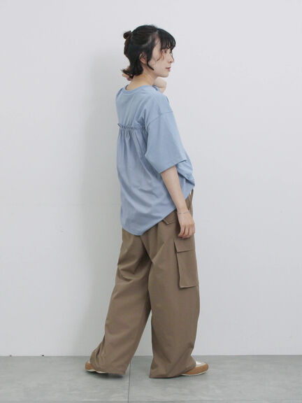 布帛切替ドルマンTシャツ（オフホワイト/チャコールグレー/サックスブルー）｜Samansa Mos2 blue（サマンサモスモス ブルー）通販