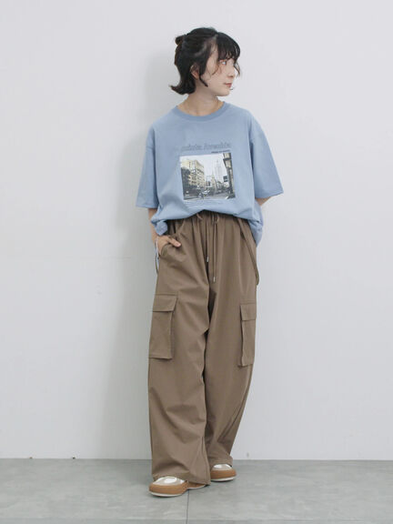 布帛切替ドルマンTシャツ（オフホワイト/チャコールグレー/サックスブルー）｜Samansa Mos2 blue（サマンサモスモス ブルー）通販