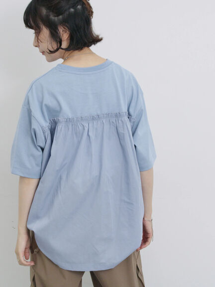 布帛切替ドルマンTシャツ（オフホワイト/チャコールグレー/サックスブルー）｜Samansa Mos2 blue（サマンサモスモス ブルー）通販