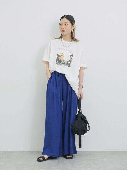 布帛切替ドルマンTシャツ（オフホワイト/チャコールグレー/サックスブルー）｜Samansa Mos2 blue（サマンサモスモス ブルー）通販