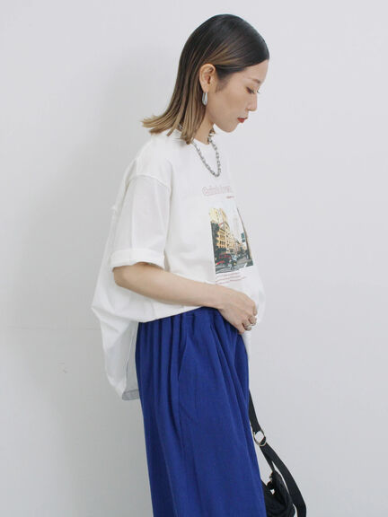 布帛切替ドルマンTシャツ（オフホワイト/チャコールグレー/サックスブルー）｜Samansa Mos2 blue（サマンサモスモス ブルー）通販