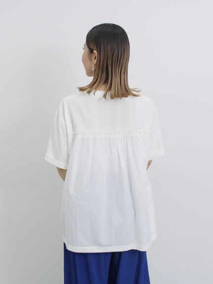 布帛切替ドルマンTシャツ（オフホワイト/チャコールグレー/サックスブルー）｜Samansa Mos2 blue（サマンサモスモス ブルー）通販