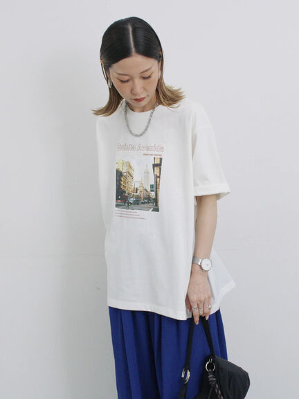布帛切替ドルマンTシャツ（オフホワイト/チャコールグレー/サックスブルー）｜Samansa Mos2 blue（サマンサモスモス ブルー）通販