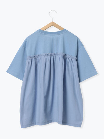 布帛切替ドルマンTシャツ（オフホワイト/チャコールグレー/サックスブルー）｜Samansa Mos2 blue（サマンサモスモス ブルー）通販