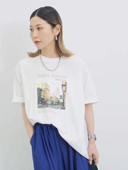 布帛切替ドルマンTシャツ（オフホワイト/チャコールグレー/サックスブルー）｜Samansa Mos2 blue（サマンサモスモス ブルー）通販