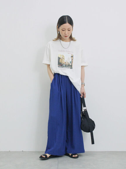 布帛切替ドルマンTシャツ（オフホワイト/チャコールグレー/サックスブルー）｜Samansa Mos2 blue（サマンサモスモス ブルー）通販