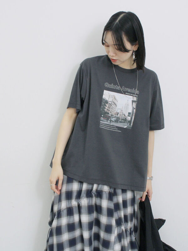 セール】 布帛切替ドルマンTシャツ（オフホワイト/チャコールグレー