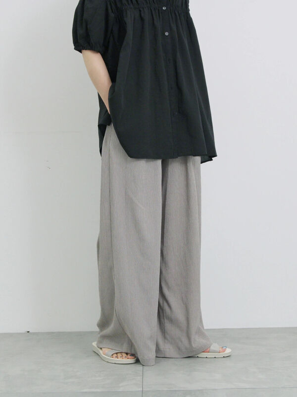 セール】 楊柳ハイウエストパンツ（グレー/ブラック/ブルー/ボトムス