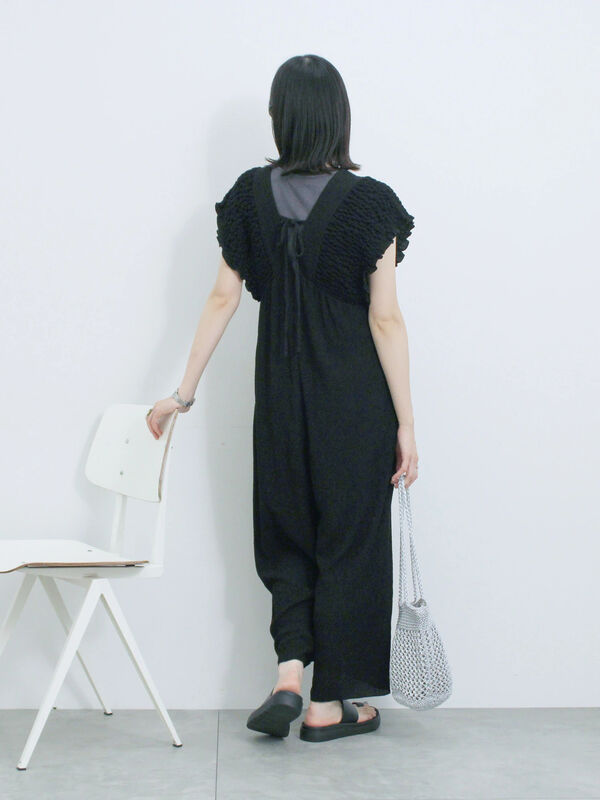 セール】 楊柳ワイドロンパース（グレー/ブラック/ブラウン/ボトムス