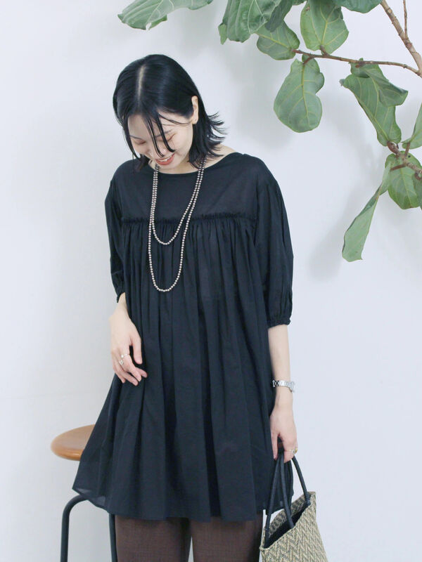新品　SM2 TSUHARU☆チャコール／リネンギャザーチュニック 新品 SM2 TSUHARU☆チャコール／リネンギャザーチュニック