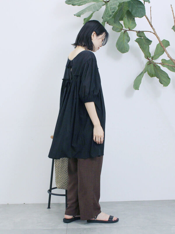 セール】 ボイルギャザーチュニック（オフホワイト/ブラック/ミント