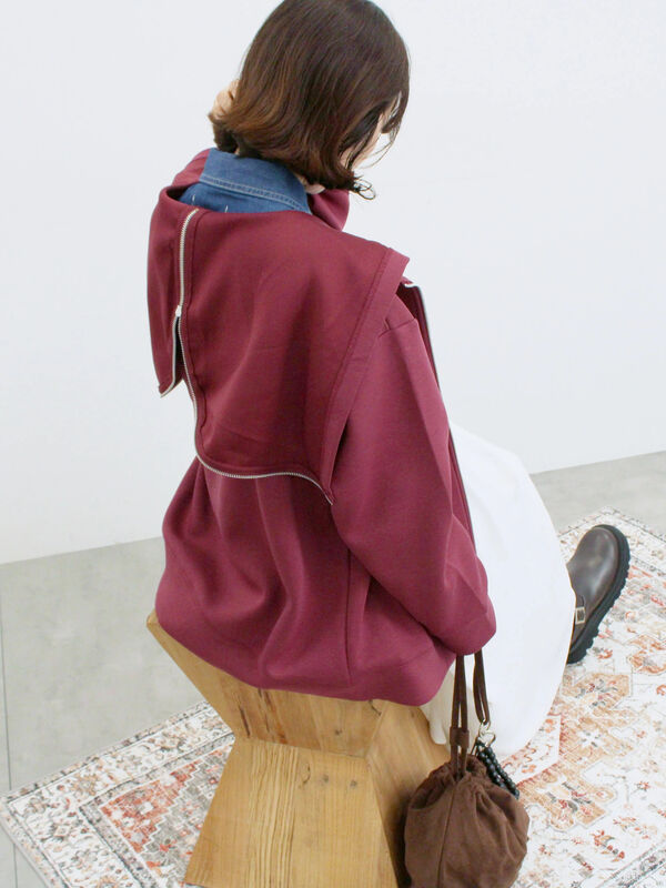 セール】 ダンボールフードジャケット（ブラック/ボルドー/キナリ