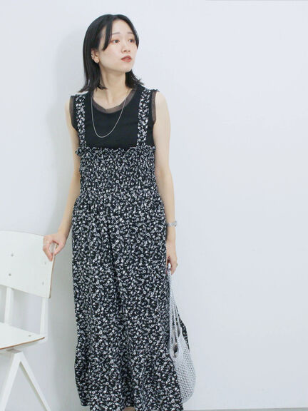 花柄シャーリングワンピース（オフホワイト/グレー/ブラック）｜Samansa Mos2 blue（サマンサモスモス ブルー）通販