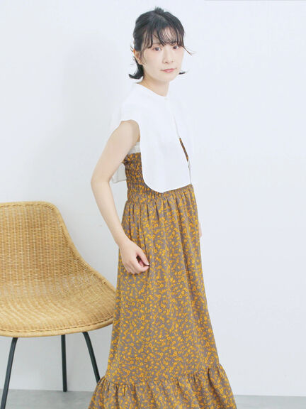 花柄シャーリングワンピース（オフホワイト/グレー/ブラック）｜Samansa Mos2 blue（サマンサモスモス ブルー）通販