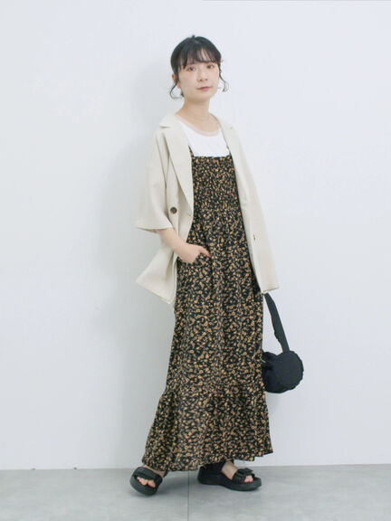 花柄シャーリングワンピース（オフホワイト/グレー/ブラック）｜Samansa Mos2 blue（サマンサモスモス ブルー）通販