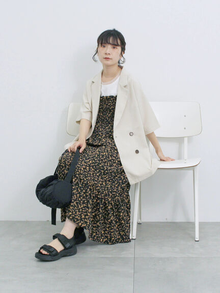 花柄シャーリングワンピース（オフホワイト/グレー/ブラック）｜Samansa Mos2 blue（サマンサモスモス ブルー）通販