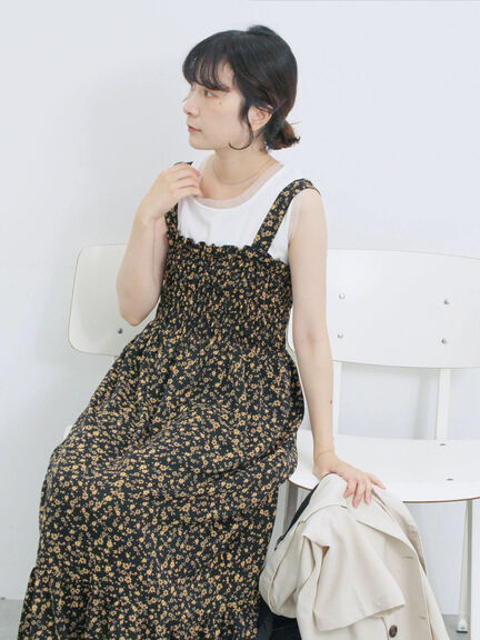 花柄シャーリングワンピース（オフホワイト/グレー/ブラック）｜Samansa Mos2 blue（サマンサモスモス ブルー）通販