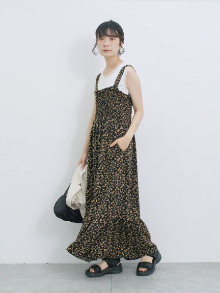 花柄シャーリングワンピース（オフホワイト/グレー/ブラック）｜Samansa Mos2 blue（サマンサモスモス ブルー）通販