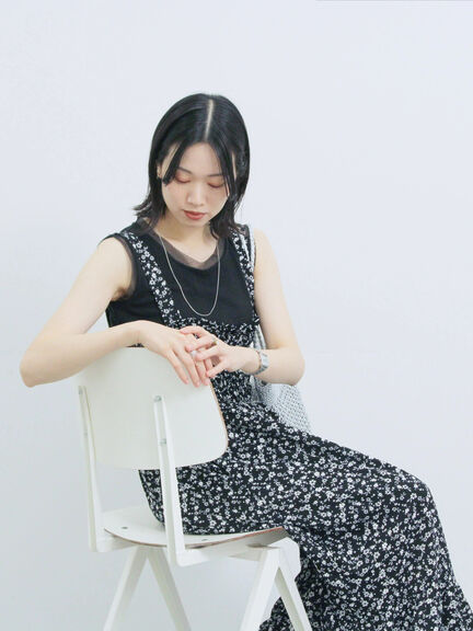花柄シャーリングワンピース（オフホワイト/グレー/ブラック）｜Samansa Mos2 blue（サマンサモスモス ブルー）通販