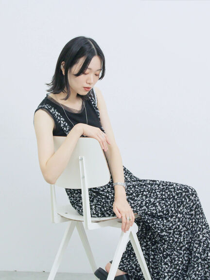花柄シャーリングワンピース（オフホワイト/グレー/ブラック）｜Samansa Mos2 blue（サマンサモスモス ブルー）通販