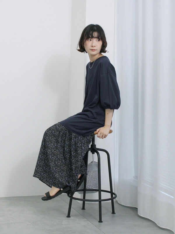花柄ドッキングカットワンピース（チャコールグレー/ブラック/ネイビー）｜Samansa Mos2 blue（サマンサモスモス ブルー）通販