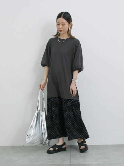 花柄ドッキングカットワンピース（チャコールグレー/ブラック/ネイビー）｜Samansa Mos2 blue（サマンサモスモス ブルー）通販