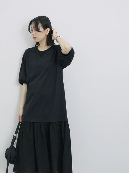 花柄ドッキングカットワンピース（チャコールグレー/ブラック/ネイビー）｜Samansa Mos2 blue（サマンサモスモス ブルー）通販