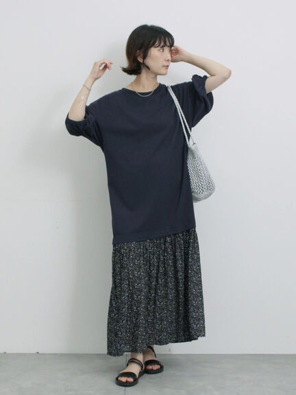 花柄ドッキングカットワンピース（チャコールグレー/ブラック/ネイビー）｜Samansa Mos2 blue（サマンサモスモス ブルー）通販