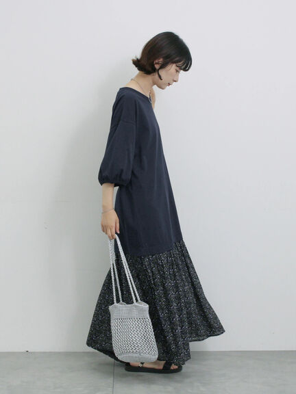 花柄ドッキングカットワンピース（チャコールグレー/ブラック/ネイビー）｜Samansa Mos2 blue（サマンサモスモス ブルー）通販