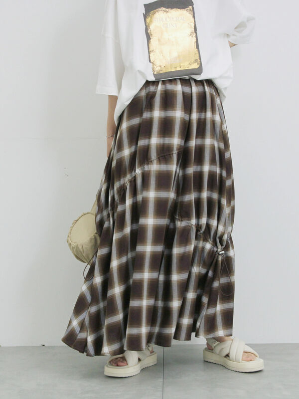 【MIYAO】チェックギャザースカート MidiUmi｜【10%OFF】sheer check gathered SK シアーチェック