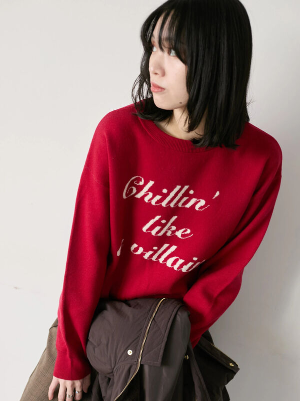 【Hug knit】ロゴプルオーバー（レッド/グリーン/ネイビー/キナリ/ＴＯＰグレー）｜Samansa Mos2 blue（サマンサモスモス ブルー）通販