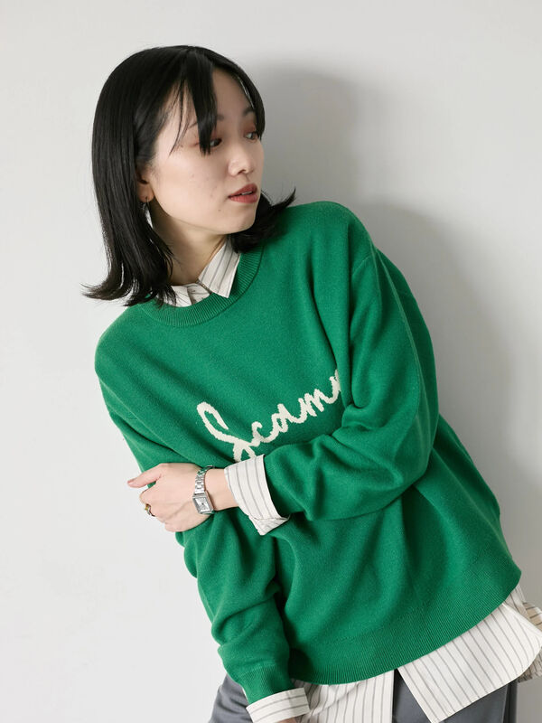 【Hug knit】ロゴプルオーバー（グリーン）｜Samansa Mos2 blue（サマンサモスモス ブルー）通販