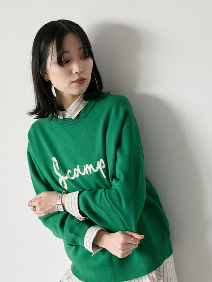 【Hug knit】ロゴプルオーバー（レッド/グリーン/ネイビー/キナリ/ＴＯＰグレー）｜Samansa Mos2 blue（サマンサモスモス ブルー）通販