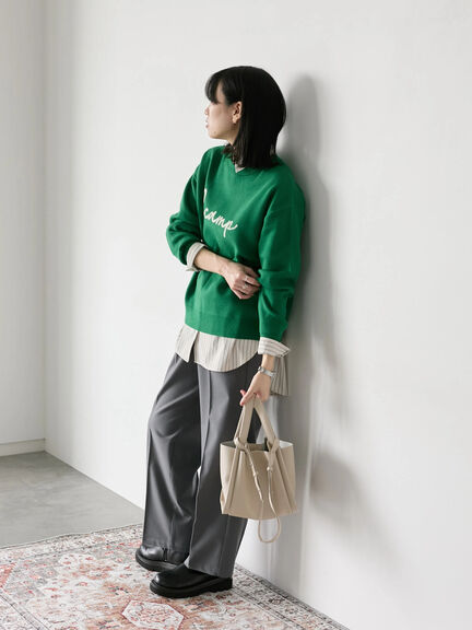 【Hug knit】ロゴプルオーバー（レッド/グリーン/ネイビー/キナリ/ＴＯＰグレー）｜Samansa Mos2 blue（サマンサモスモス ブルー）通販