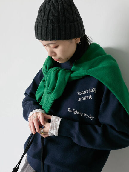 【Hug knit】ロゴプルオーバー（レッド/グリーン/ネイビー/キナリ/ＴＯＰグレー）｜Samansa Mos2 blue（サマンサモスモス ブルー）通販