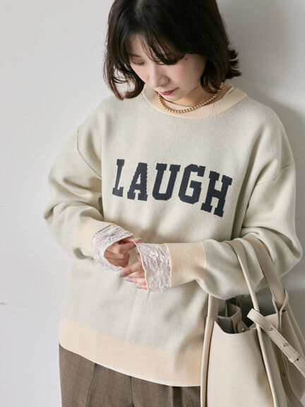 【Hug knit】ロゴプルオーバー（レッド/グリーン/ネイビー/キナリ/ＴＯＰグレー）｜Samansa Mos2 blue（サマンサモスモス ブルー）通販