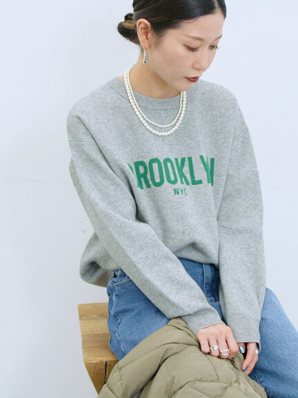 【Hug knit】ロゴプルオーバー（レッド/グリーン/ネイビー/キナリ/ＴＯＰグレー）｜Samansa Mos2 blue（サマンサモスモス ブルー）通販