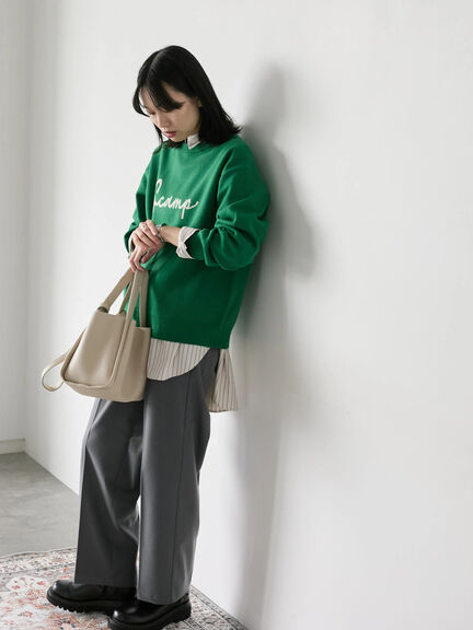 【Hug knit】ロゴプルオーバー（レッド/グリーン/ネイビー/キナリ/ＴＯＰグレー）｜Samansa Mos2 blue（サマンサモスモス ブルー）通販