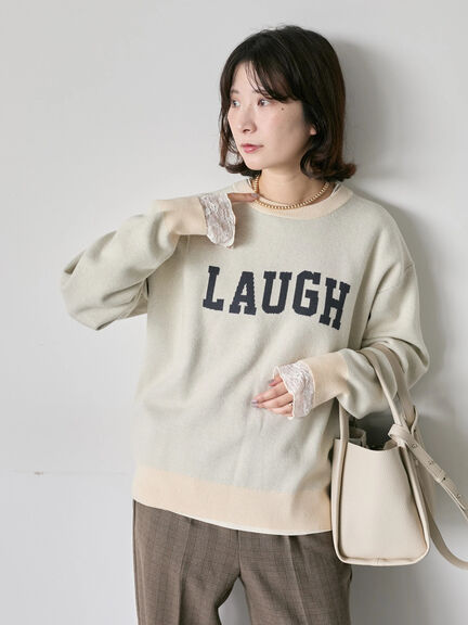 【Hug knit】ロゴプルオーバー（レッド/グリーン/ネイビー/キナリ/ＴＯＰグレー）｜Samansa Mos2 blue（サマンサモスモス ブルー）通販