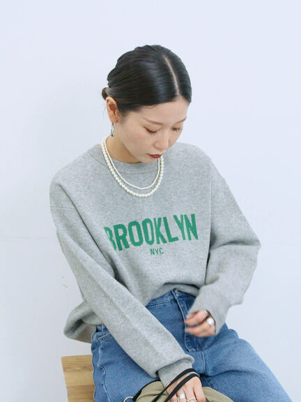 【Hug knit】ロゴプルオーバー（レッド/グリーン/ネイビー/キナリ/ＴＯＰグレー）｜Samansa Mos2 blue（サマンサモスモス ブルー）通販