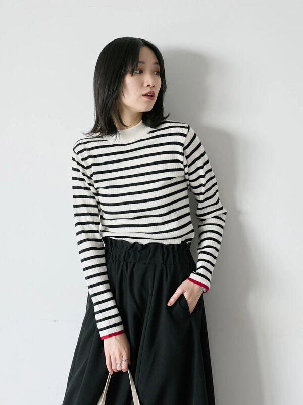 【Hug knit】リブハイネックプルオーバー（オフホワイト）｜Samansa Mos2 blue（サマンサモスモス ブルー）通販