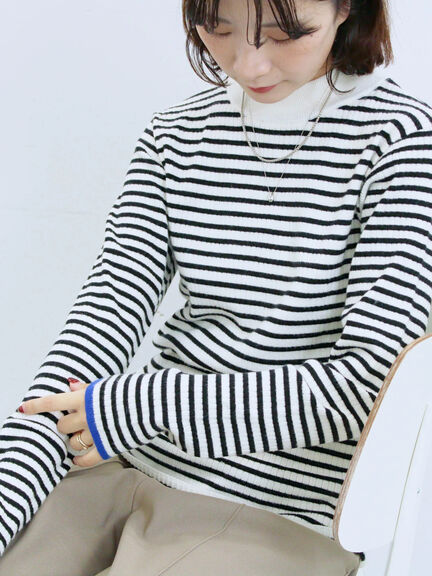 【Hug knit】リブハイネックプルオーバー（オフホワイト/ホワイト/ブラック/グリーン/ＴＯＰグレー）｜Samansa Mos2 blue（サマンサモスモス ブルー）通販