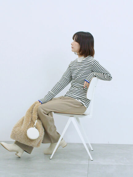 【Hug knit】リブハイネックプルオーバー（オフホワイト/ホワイト/ブラック/グリーン/ＴＯＰグレー）｜Samansa Mos2 blue（サマンサモスモス ブルー）通販