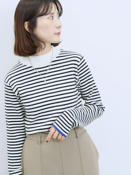 【Hug knit】リブハイネックプルオーバー（オフホワイト/ホワイト/ブラック/グリーン/ＴＯＰグレー）｜Samansa Mos2 blue（サマンサモスモス ブルー）通販