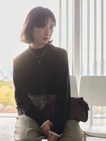 【Hug knit】リブハイネックプルオーバー（オフホワイト/ホワイト/ブラック/グリーン/ＴＯＰグレー）｜Samansa Mos2 blue（サマンサモスモス ブルー）通販