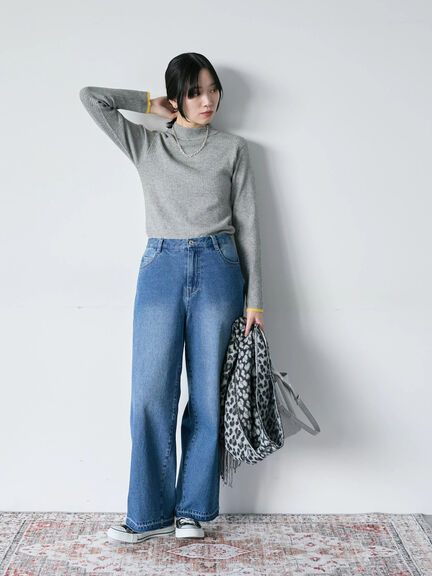 【Hug knit】リブハイネックプルオーバー（オフホワイト/ホワイト/ブラック/グリーン/ＴＯＰグレー）｜Samansa Mos2 blue（サマンサモスモス ブルー）通販