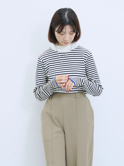 【Hug knit】リブハイネックプルオーバー（オフホワイト/ホワイト/ブラック/グリーン/ＴＯＰグレー）｜Samansa Mos2 blue（サマンサモスモス ブルー）通販