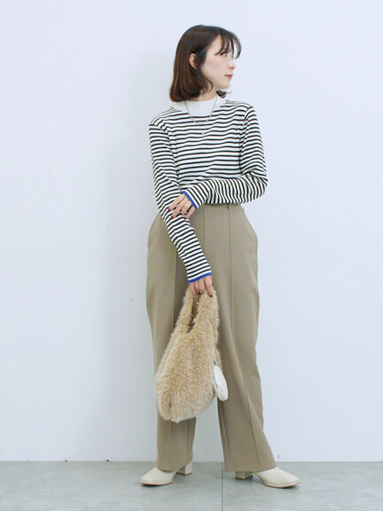 【Hug knit】リブハイネックプルオーバー（オフホワイト/ホワイト/ブラック/グリーン/ＴＯＰグレー）｜Samansa Mos2 blue（サマンサモスモス ブルー）通販