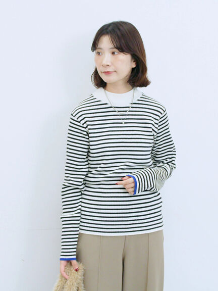 【Hug knit】リブハイネックプルオーバー（オフホワイト/ホワイト/ブラック/グリーン/ＴＯＰグレー）｜Samansa Mos2 blue（サマンサモスモス ブルー）通販